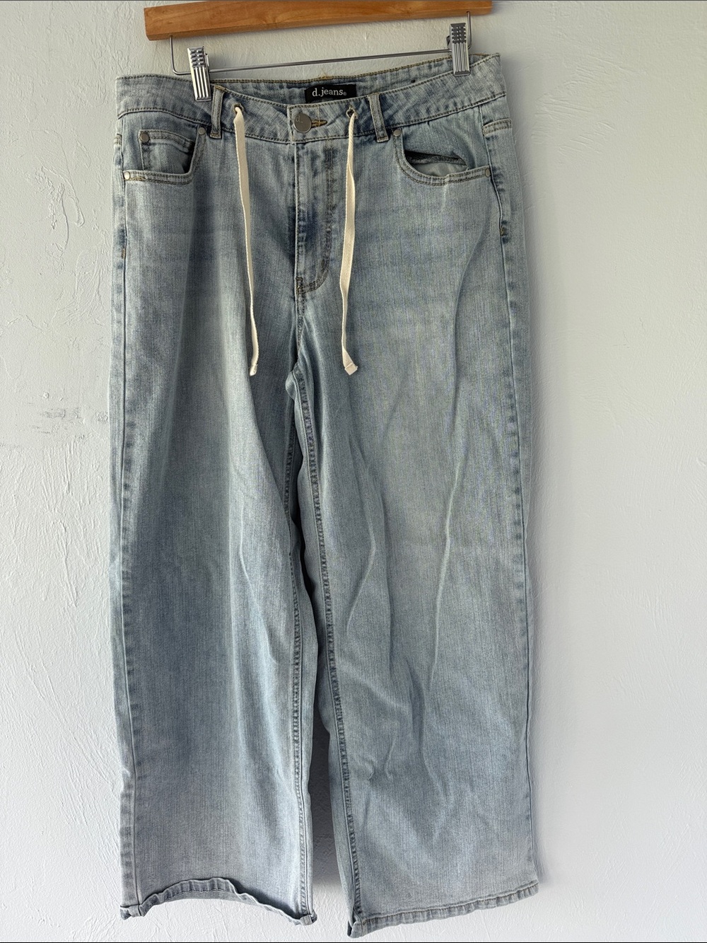 d. jeans Light Blue Wide-Leg Drawstring Jeans